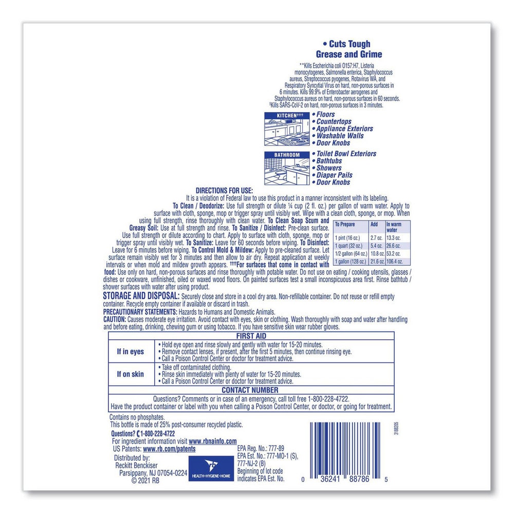 Lysol Limpiador Multiusos Desinfectante - Botella 144 oz (4.26 L) - Aroma Lavanda y Orquídea - Modelo 21047873