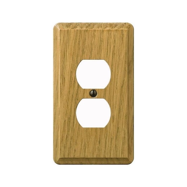 Amertac Contemporary Outlet Wallplate, 5-1/4 in L, 3 in W, 1 -Gang, Wood, Light Oak, Screw Mounting - 901DL