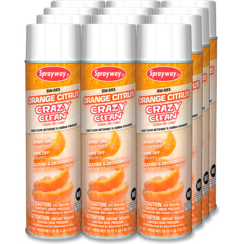Sprayway Orange Citrus Crazy Clean Limpiador en Aerosol Cítrico, Lata 20 oz, Paquete con 12 Piezas - SW985