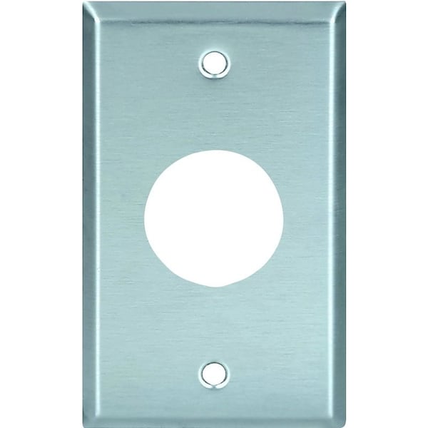 Eaton Wiring Devices Single Receptacle Wallplate, 4-1/2 in L, 2-3/4 in W, 1 -Gang, 302/304 Stainless Steel - 93091-BOX