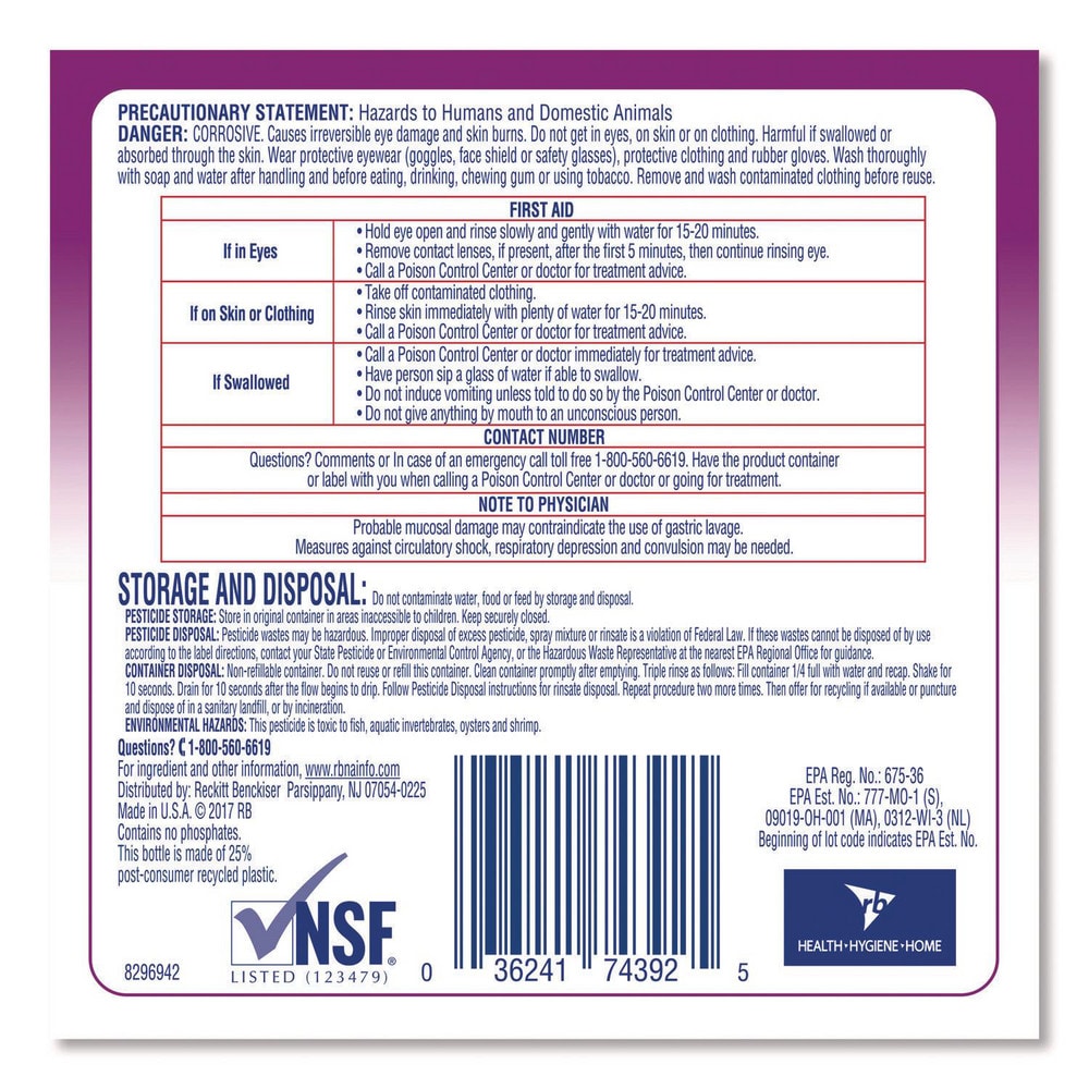 Lysol Limpiador Multiusos Desinfectante: Galón 3.78L, Sin Fragancia - 91482349