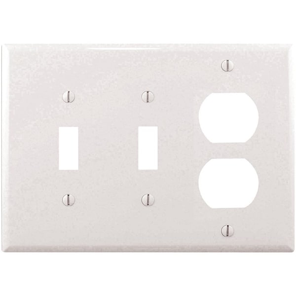 Eaton Wiring Devices Combination Wallplate, 4-7/8 in L, 6-3/4 in W, 3 -Gang, Polycarbonate, White - PJ28W