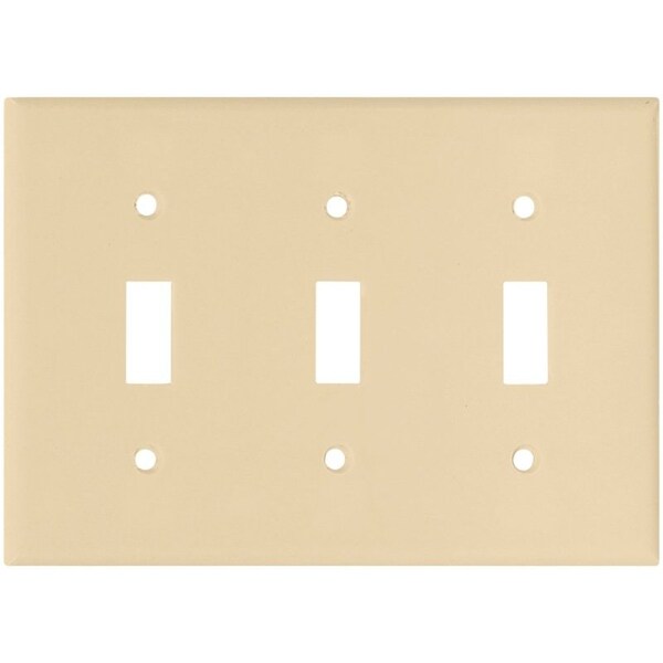 Arrow Hart Eaton Wiring Devices Wallplate, 4-1/2 in L, 6.37 in W, 3 -Gang, Thermoset, Ivory, High-Gloss - 2141V-BOX