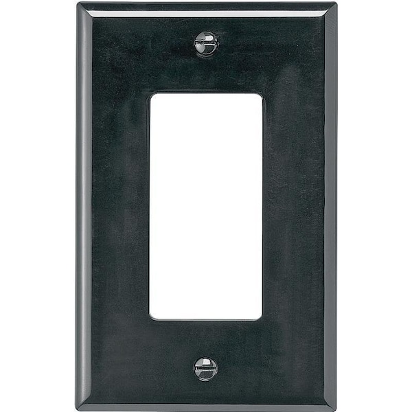 Eaton Wiring Devices Wallplate, 4-7/8 in L, 3-1/8 in W, 1 -Gang, Polycarbonate, Black, High-Gloss - PJ26BK