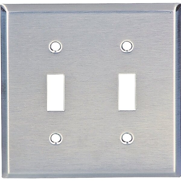 Eaton Wiring Devices 93072-BOX Wallplate, 4-1/2 in L, 4.56 in W, 2 -Gang, Stainless Steel, Satin - 93072-BOX1