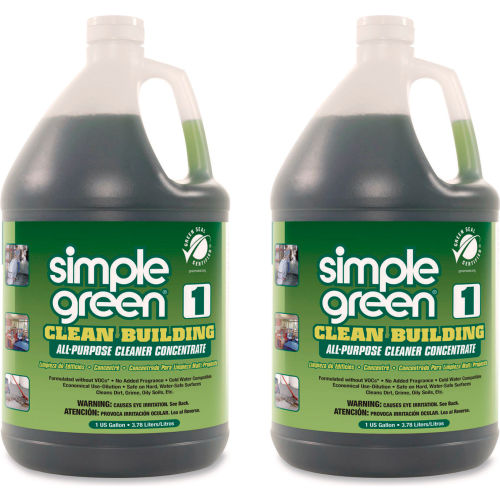 Simple Green Clean Building Limpiador Multiusos Concentrado, Galón, Paquete con 2 Botellas - 11001
