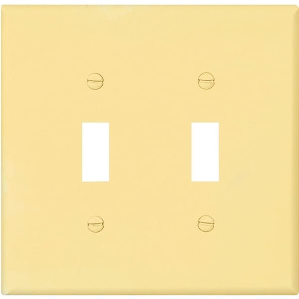 Eaton Wiring Devices Wallplate, 4-7/8 in L, 4.94 in W, 2 -Gang, Polycarbonate, Ivory, High-Gloss - PJ2V