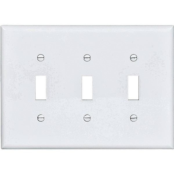 Eaton Wiring Devices Eaton Wallplate, 6-3/4 in L, 4.83 in W, 3-Gang, Polycarbonate, White, High-Gloss - PJ3W