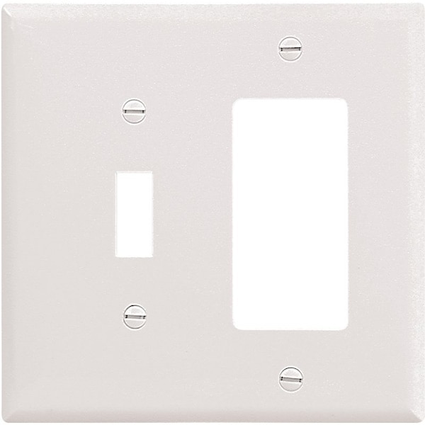 Eaton Wiring Devices Combination Wallplate, 4-1/2 in L, 4-9/16 in W, 2 -Gang, Thermoset, White - 2153W-BOX