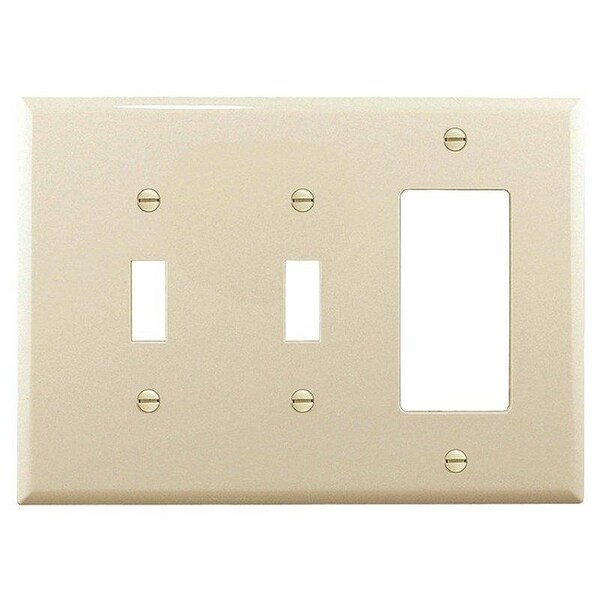 Eaton Wiring Devices Combination Wallplate, 6.76 in L, 4.87 in W, Mid, 3 -Gang, Polycarbonate, High-Gloss - PJ226LA