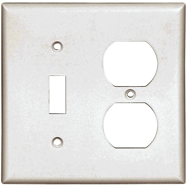 Eaton Wiring Devices Eaton Cooper Wiring Combination Wallplate, 4-1/2 in L, 4.56 in W, 2 -Gang, Thermoset, White, High-Gloss - 2138W-BOX