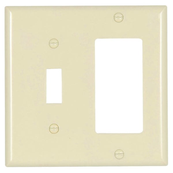 Eaton Wiring Devices Combination Wallplate, 4-1/2 in L, 4-9/16 in W, 2 -Gang, Thermoset, Light Almond - 2153LA-BOX