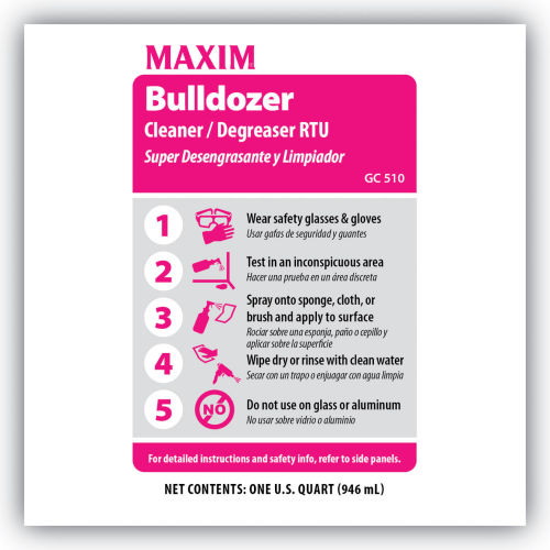 Limpiador y Desengrasante Maxim Bulldozer Listo para Usar, Aroma Limón, 32 oz, 6 por Cartón - WBB3092517