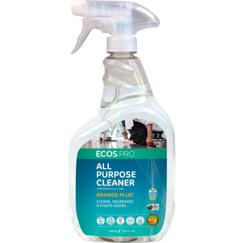 Limpiador Multiusos Ecos Pro Orange Plus RTU, Desengrasante con Aceite de Naranja, 32 oz, 6 Botellas con Gatillo - PL9706/6