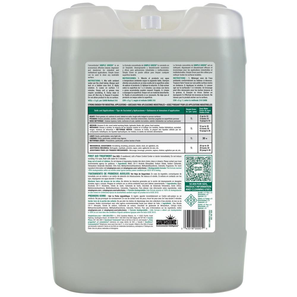 Limpiador y Desengrasante Industrial Simple Green Concentrado, Cubeta 5 Galones - 89887533