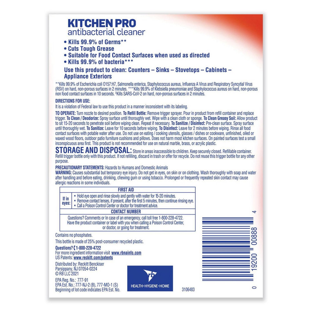 Lysol Limpiador para Cocina: Botella con Gatillo de 650 ml, Desinfectante - 28778231