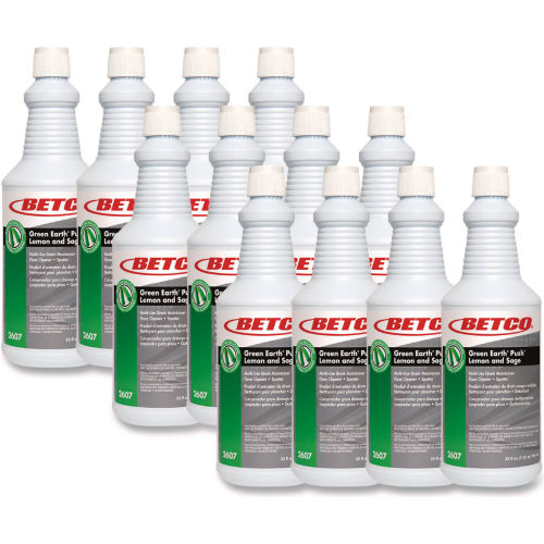 Limpiador Multiusos y Eliminador de Olores Betco Push, Aroma Limón y Salvia, Botella 32 oz, 12 por Caja - WBB3177425