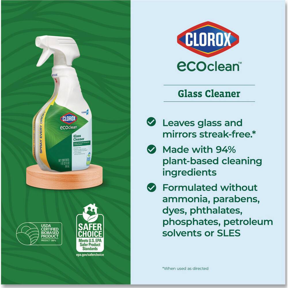 Limpiador de Vidrios Clorox Listo para Usar, Botella de 32 oz, Sin Aroma, Base de Amoníaco