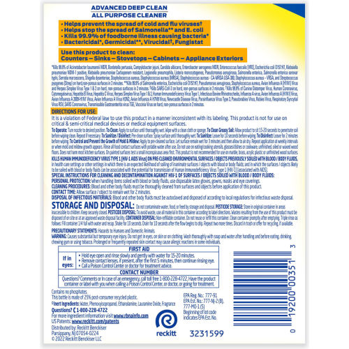 Professional Lysol LYSOL® Advanced Deep Clean All Purpose Cleaner, Lemon Breeze, 32 Oz. Trigger Spray Bottle - WBB3037917