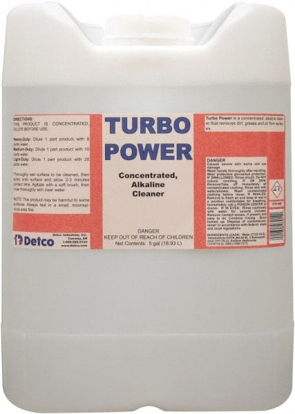 Detco Turbo Power, 5 Gal Cube, Alkaline Cleaner/Degreaser - 33701822