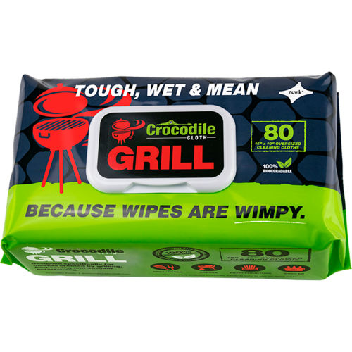 Crocodile Cloth Crocodile Cloth® Biodegradable Grill Cleaning Cloth Wipes, 80 Wipes/Pack - Pkg Qty 8 - WBB2384168