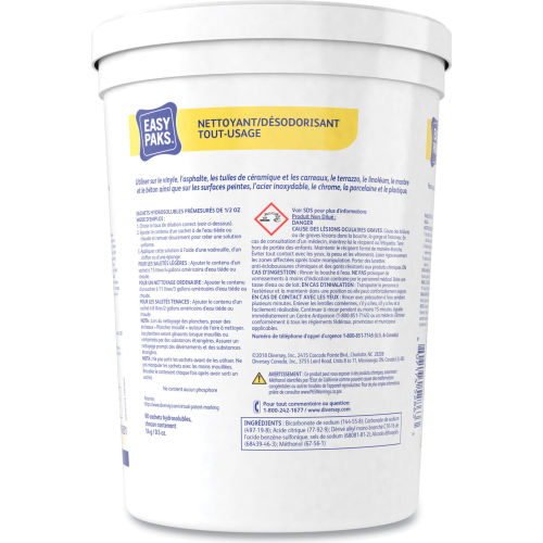 Easy Paks Easy Paks® All-Purpose Cleaner/Deodorizer, Lemon Scent, 0.5 oz. 90 Packets/Tub, 2/Case - WBB3167524