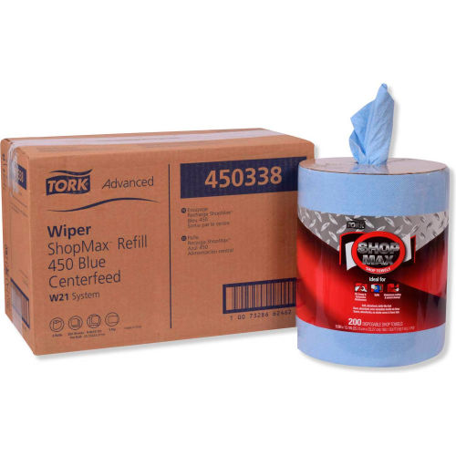 Tork Tork® Advanced ShopMax Wiper 450, Center-Pull, 9.9" x 13.1", 200/Roll, 2 Rolls/Case - 450338 - WBB2376316