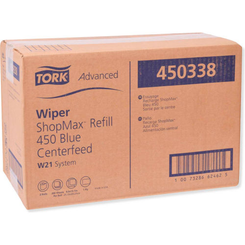 Tork Tork® Advanced ShopMax Wiper 450, Center-Pull, 9.9" x 13.1", 200/Roll, 2 Rolls/Case - 450338 - WBB2376316