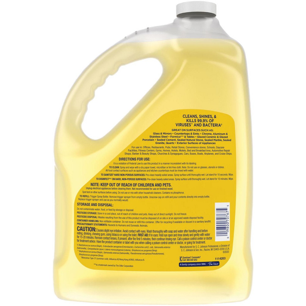 Windex All-Purpose Cleaner:  1 gal, Bottle,  Disinfectant - 2648590
