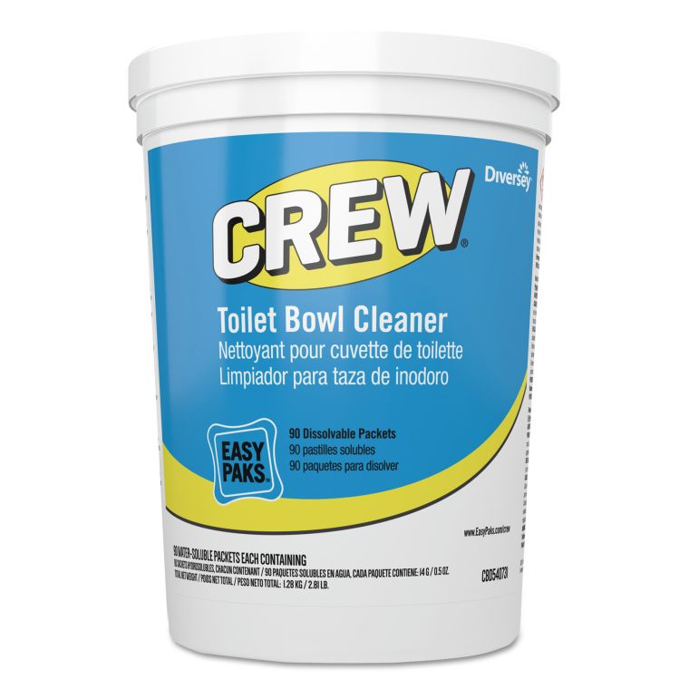 Diversey Crew Easy Paks Toilet Bowl Cleaner, Fresh Floral Scent, 0.5 Oz Packet, 90 Packets/Tub, 2 Tubs/Carton - AF7480