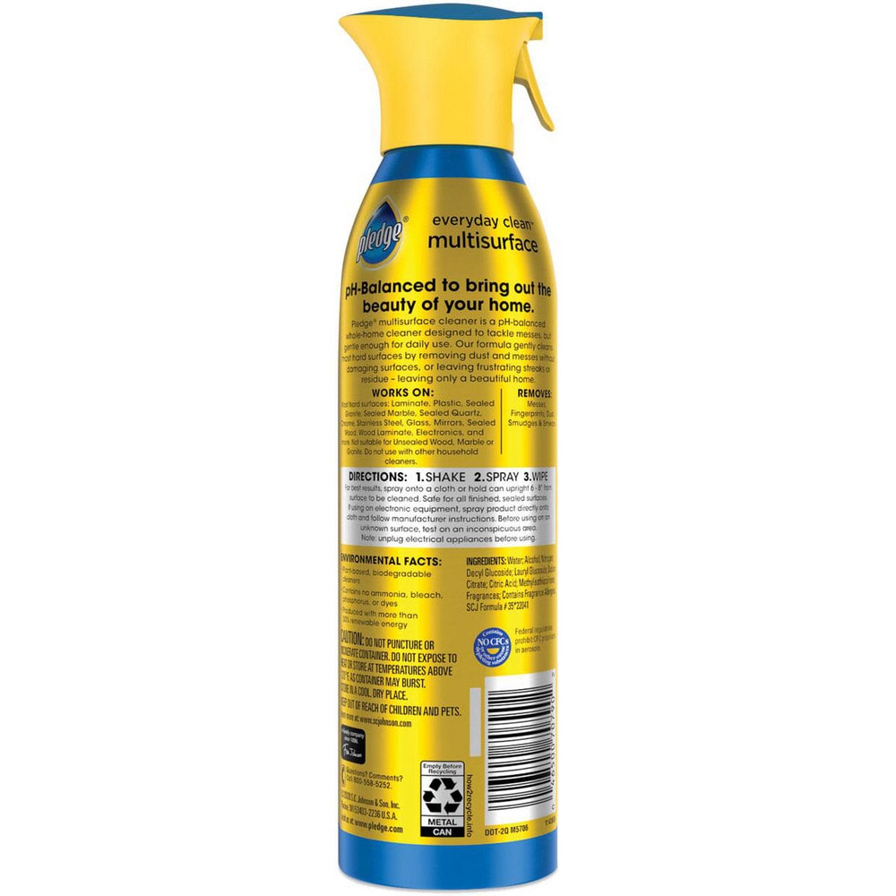 Pledge Pledge Multisurface Cleaner, Everyday Clean™, Aerosol, Rainshower Scent, 9.7 oz, 6/Case - 91482687