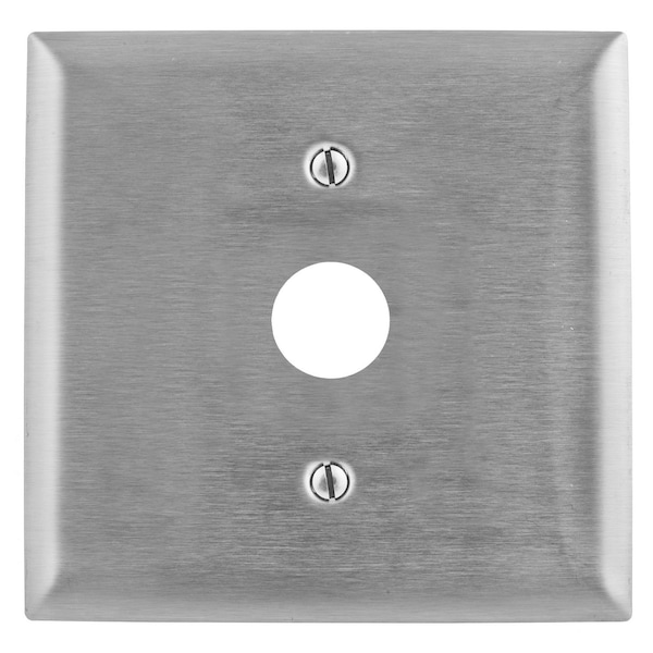 Hubbell Wiring Device-Kellems Wallplates and Boxes, Metallic Plates, 2- Gang, 1) .64" Opening, Standard Size, Stainless Steel - SS741