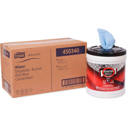 Tork Tork® Advanced ShopMax Wiper 450, 8.5" x 10", Blue, 200/Bucket, 2 Buckets/Case - 450340 - WBB2376303