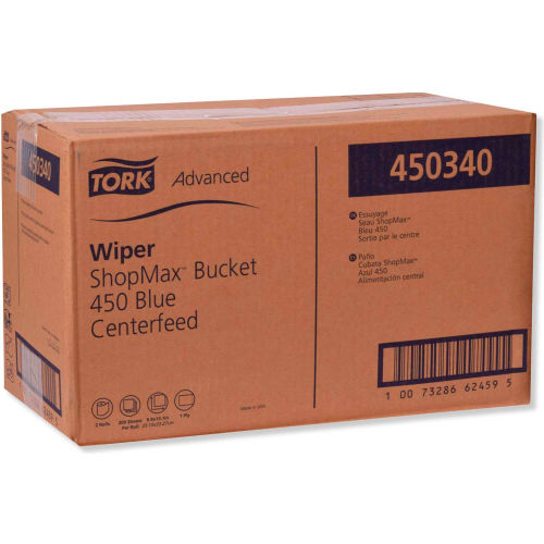 Tork Tork® Advanced ShopMax Wiper 450, 8.5" x 10", Blue, 200/Bucket, 2 Buckets/Case - 450340 - WBB2376303