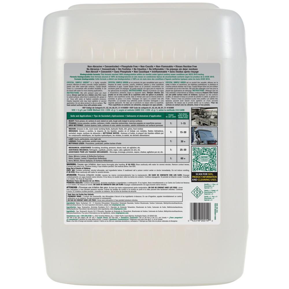 Simple Green Crystal Industrial Cleaner & Degreaser, 5 gal - 89887574
