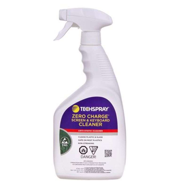 Techspray Zero Charge™ Screen & Keyboard Cleaner, 1 Quart with Pump Spray - 1743-QT-50391