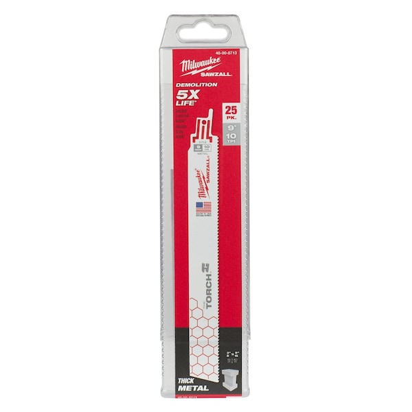 Milwaukee Tool 9" 10 TPI The Torch SAWZALL Blades (25 Pk) - 48-00-8713