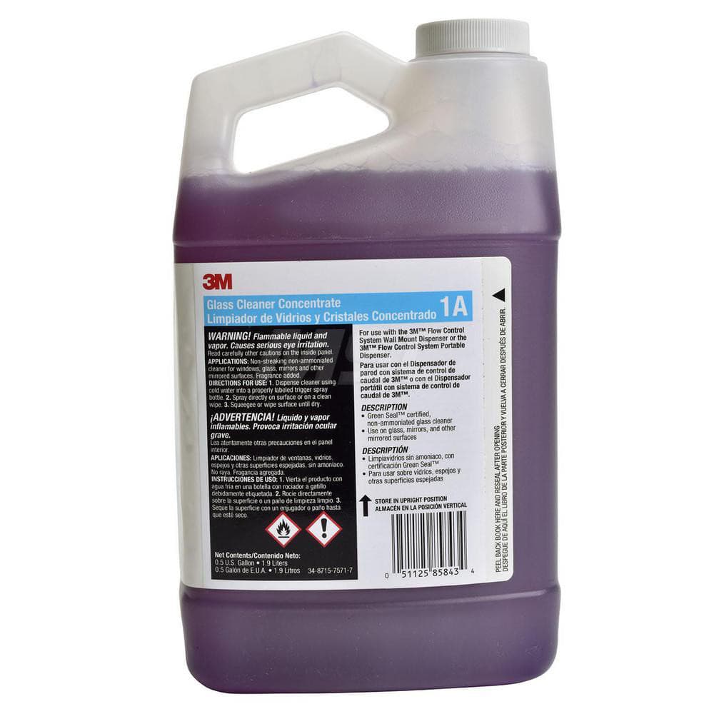 3M Glass Cleaners; Form: Liquid Concentrate; Container Type: Bottle; Solution Type: Ammonia-Free; Container Size: 1/2 gal - 14162168