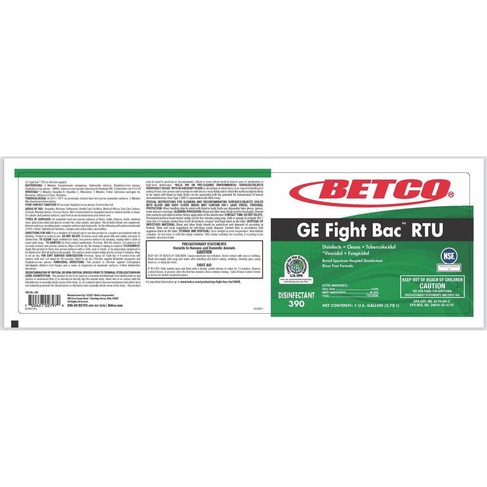 Betco All-Purpose Cleaner:  1 gal, Bottle,  Disinfectant - 72530017