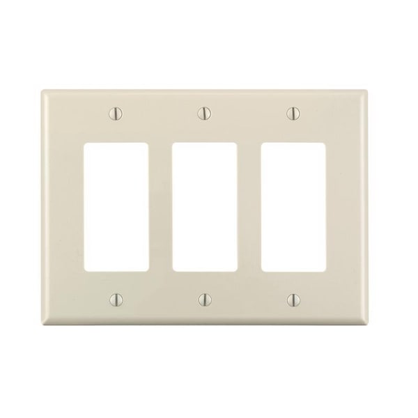 Leviton Decora Light Almond 3 gang Thermoplastic Nylon Decora Wall Plate Cover - PJ263-00T