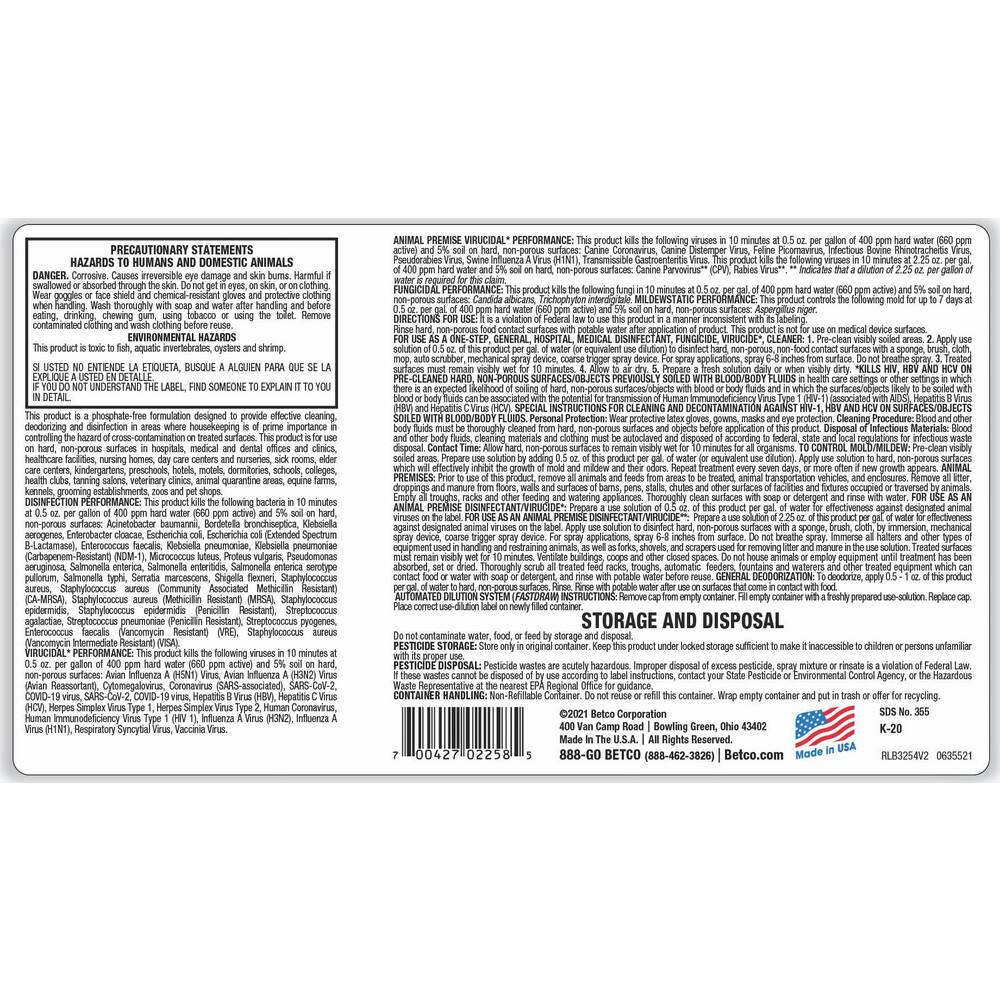 Betco All-Purpose Cleaner:  67.6 oz, Bottle,  Disinfectant - 5771936