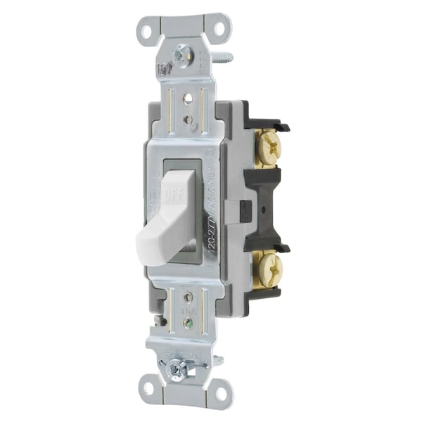 Hubbell Wiring Device-Kellems Switches and Lighting Controls, Toggle Switch, Commercial Grade, Double Pole, 15A 120/277V AC, Back and Side Wired, White - CSB215W
