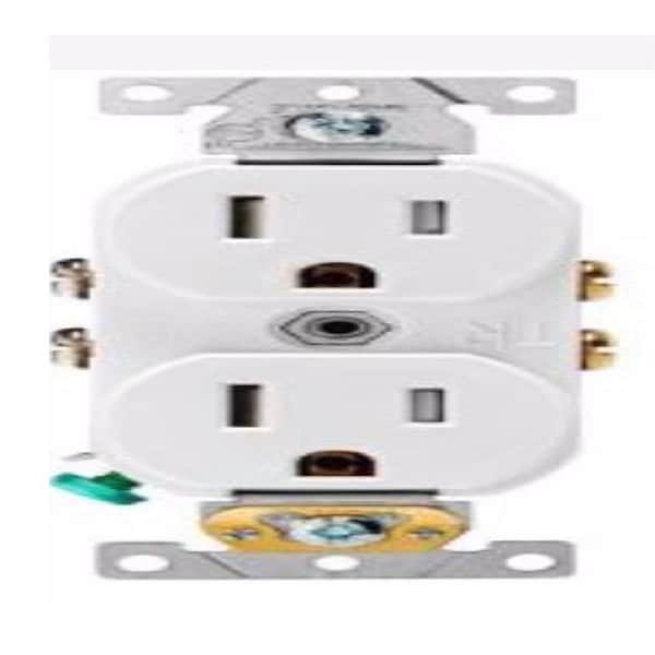 Gorgeousglow Commercial Grade Tamper Resistant Duplex Outlet, White, 10PK - GO2739936