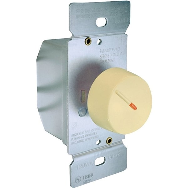 Eaton Wiring Devices Rotary Dimmer, 120 V, 600 W, Incandescent Lamp, 3-Way, Ivory - RI306PL-V-K