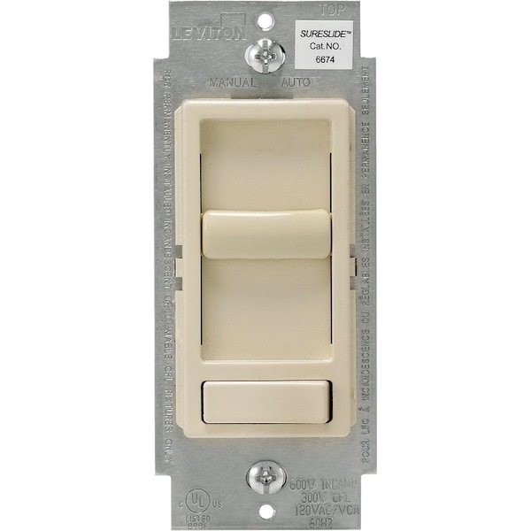 Leviton Decora Incandescent/LED/CFL Light Almond Slide Dimmer Switch - R78-06674-P0T