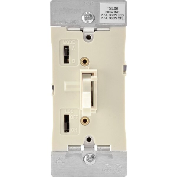 Leviton Incandescent/Halogen/LED/CFL Light Almond Slide Dimmer Switch - R18-TSL06-1KT