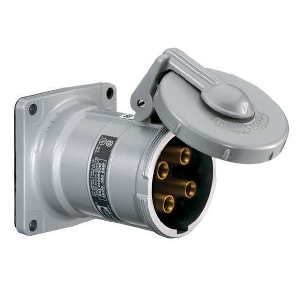 Hubbell Wiring Device-Kellems Heavy Duty Products, Insulgrip Pin and Sleeve Devices, Industrial Grade, Female, Receptacle, 100A 600V AC, 2- Pole 3-Wire Grounding Style 1 and Black - HBL3100RS1WR