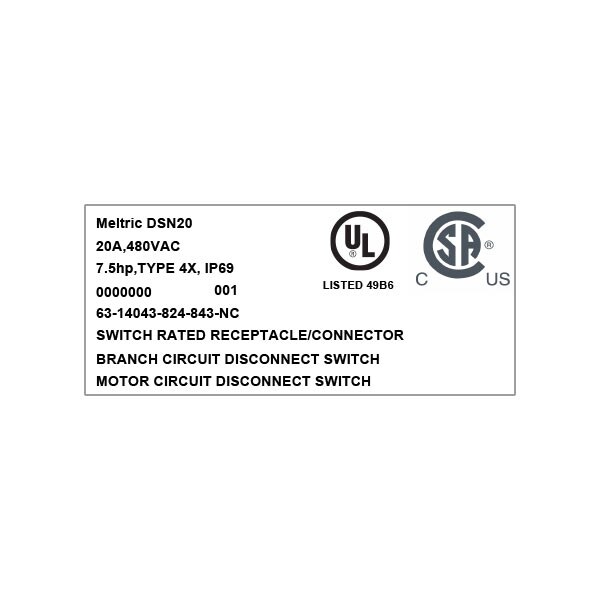 Meltric 63-14043-824-843-NC RECEPTACLE METAL PAWL (ON POLY RECEPTACLE) PADLOCK - 63-14043-824-843-NC
