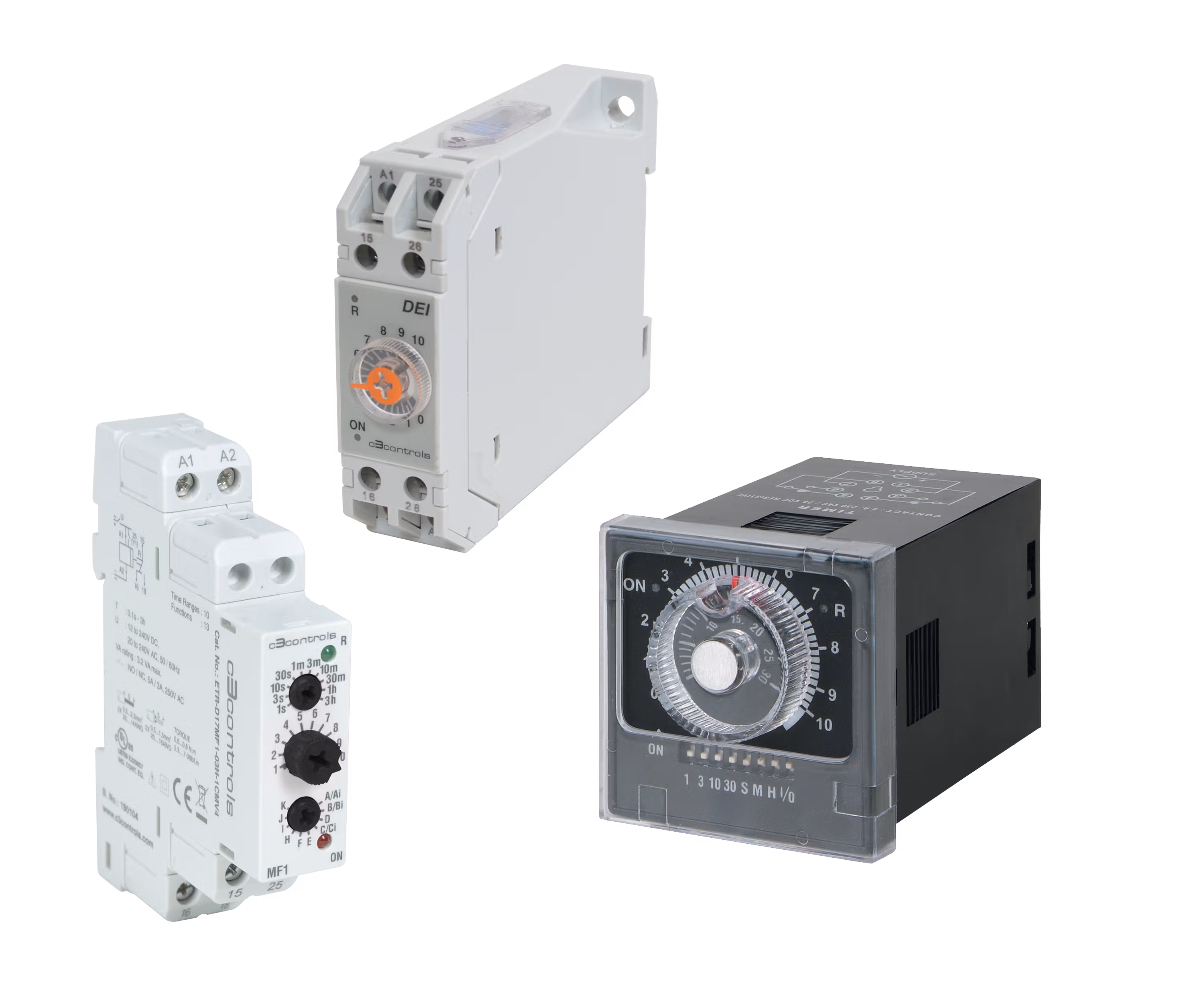 C3Controls 22.5mm Electronic Timing Relay, Star (Wye) Delta, SPDT for Star / SPDT for Delta - ETR-D22SS-60S-2XD