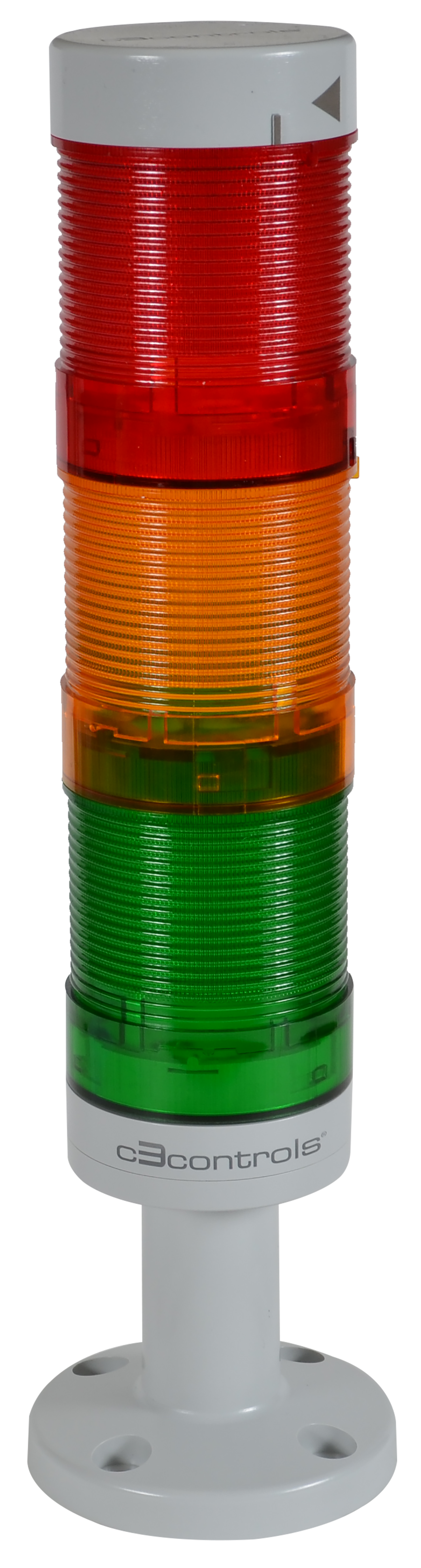 C3Controls World Tower Light, 50mm, Polycarbonate Tall Base, 240V (60Hz) / 220V (50Hz), Green LED Light Module with Clear Lens – Continuous, Amber LED Light Module & Lens - Continuous, Blue LED Light Module & Lens - Continuous, Red LED Light Module & Lens - Continuous, White LED Light Module & Clear Lens - Continuous - WTL-50P2-FDCGDADBDRDW
